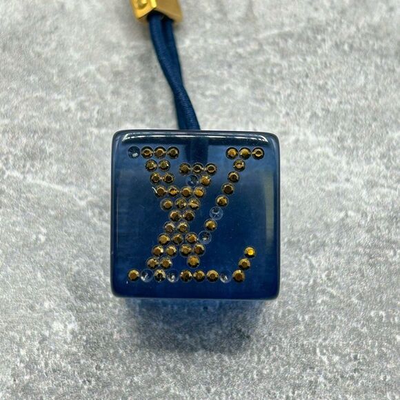 Louis Vuitton Monogram Blue Hair Cubes Rhinestone Pony Tail Hair Tie Accessory main image 6